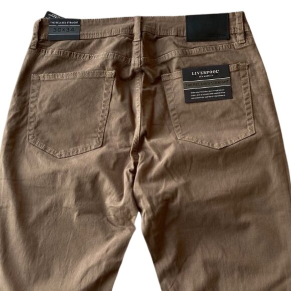 Liverpool Regent Relaxed Straight Jeans Men's 30x34 Cub Brown NWT - Picture 9 of 11